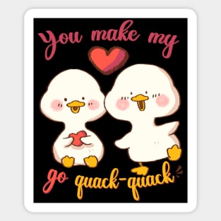 You make my heart go quack-quack, Cute Valentine Gift with Ducks in Love Sticker